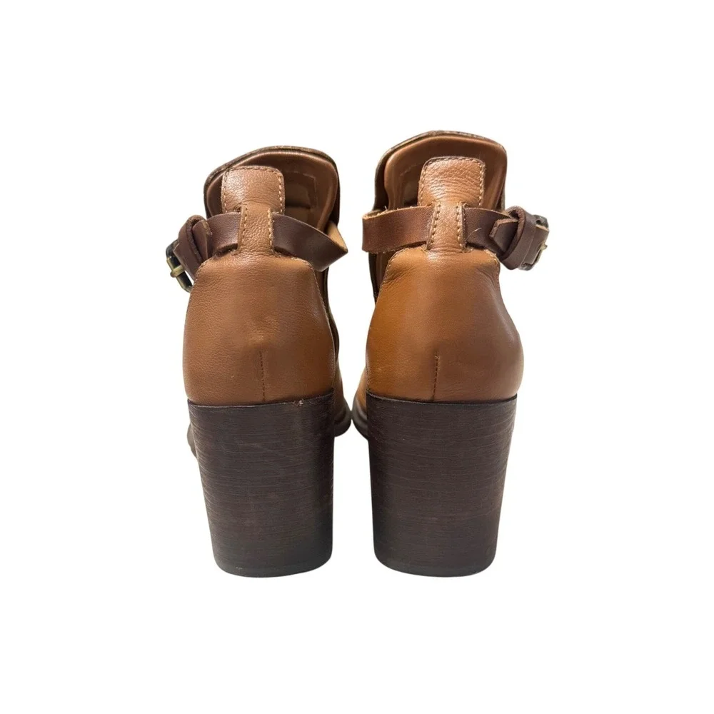 OTBT Metaphor Sandal Bootie Womens 7.5 Tan Block Heel Leather 7F848 - Picture 7 of 11